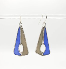 Magic Hour Glass Stained Glass Deco Earring, grey/blue