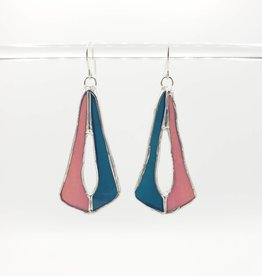 Magic Hour Glass Stained Glass Deco Earring, lavender/blue
