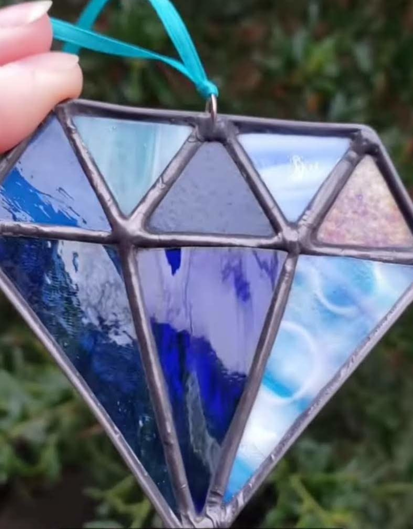 Sun catcher stained glass gem Glass Sculptures & Figurines Art