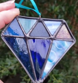 Redux Colorful Gemstone Stained Glass Sun Catcher, "Sapphire"