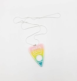 Planchette Pendant, Resin by Ink & Beats Pastel Ombre/ White Print