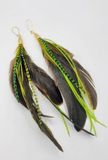 Redux Feather Earrings, Medium Green