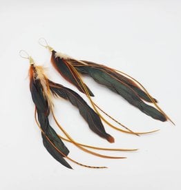 Redux Feather Earrings, Medium Orange