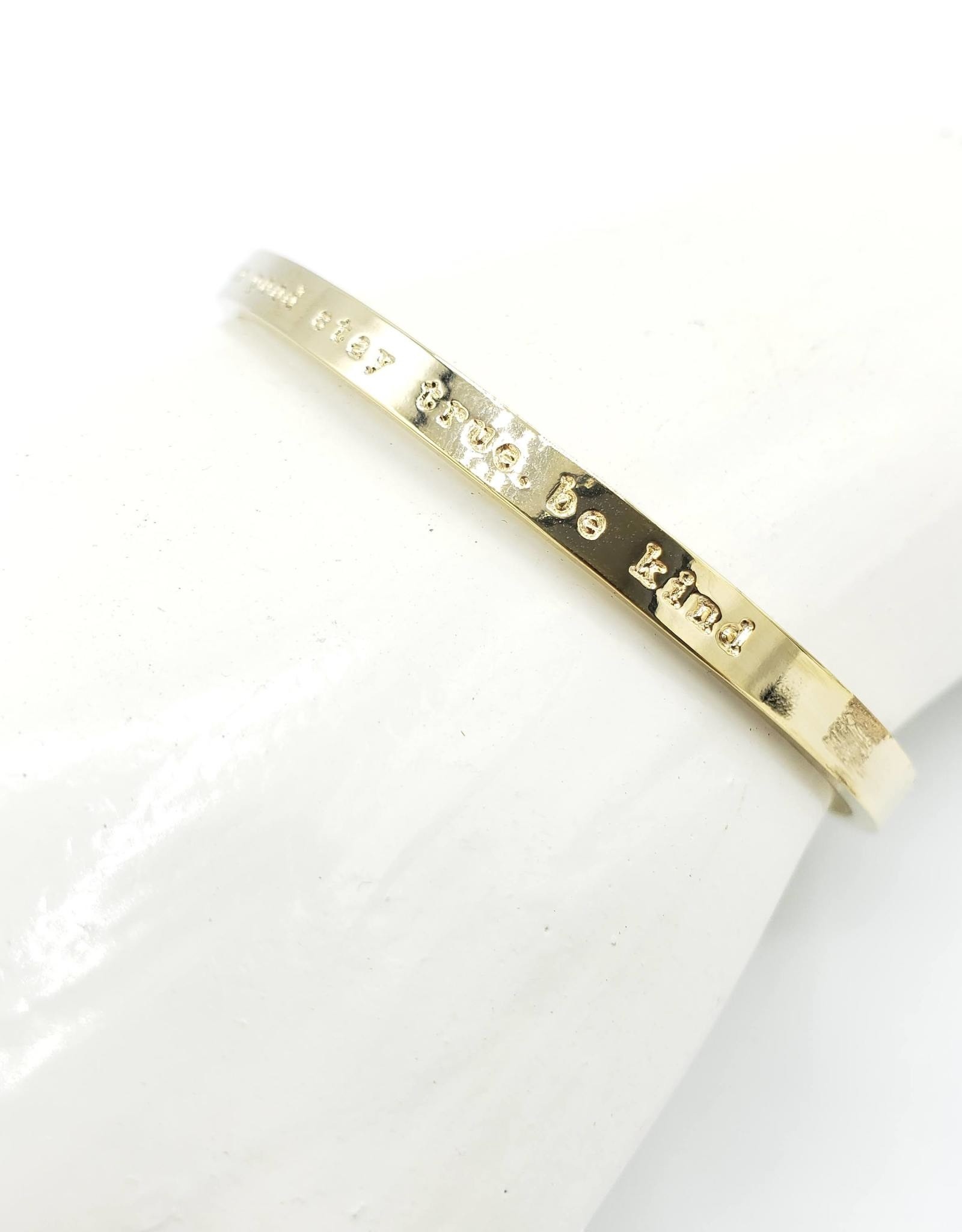 Oh, Hello Friend "slow down. pursue good. stay true. be kind" Cuff Bracelet, Gold Plated