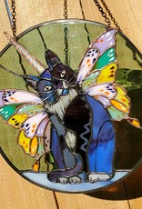 Redux Caticornifly Stained Glass Window, handmade suncatcher