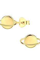 14k Gold Plated Silver Saturn Stud Earrings + E-Coat (Anti-Tarnish)