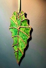 Redux Alocasia Leaf Stained Glass Window Hanging, Copper Patina