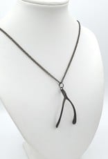 Redux Wishbone pendant cast in Oxidized Sterling Silver