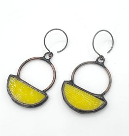 Redux Yellow Boat Simple Stained Glass Earring, Lead-free