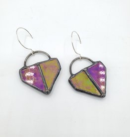 Redux Bisected Chevron Mirrored Stained Glass Earring, Lead-free