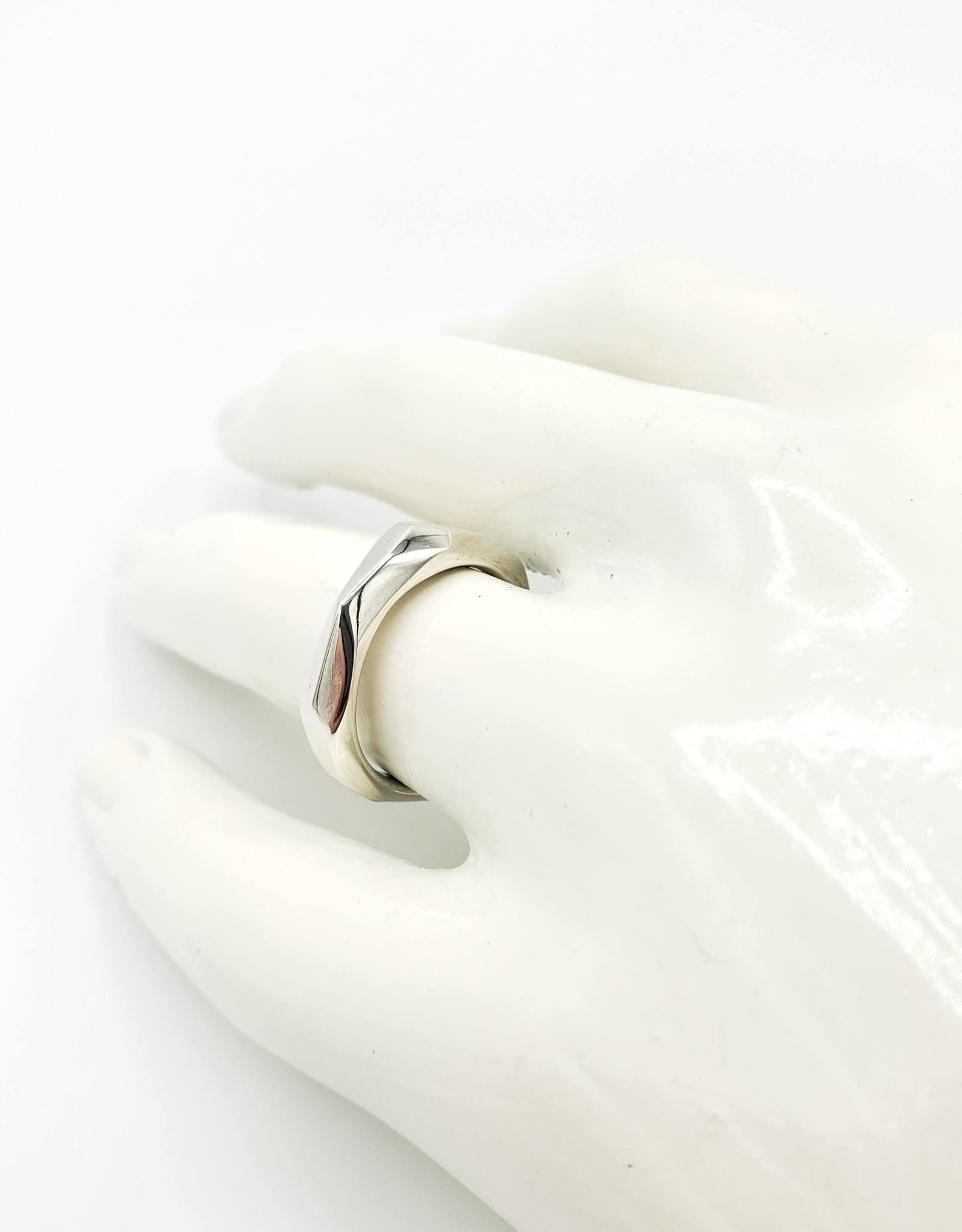 Redux Faceted Sterling Silver Ring, Lightweight