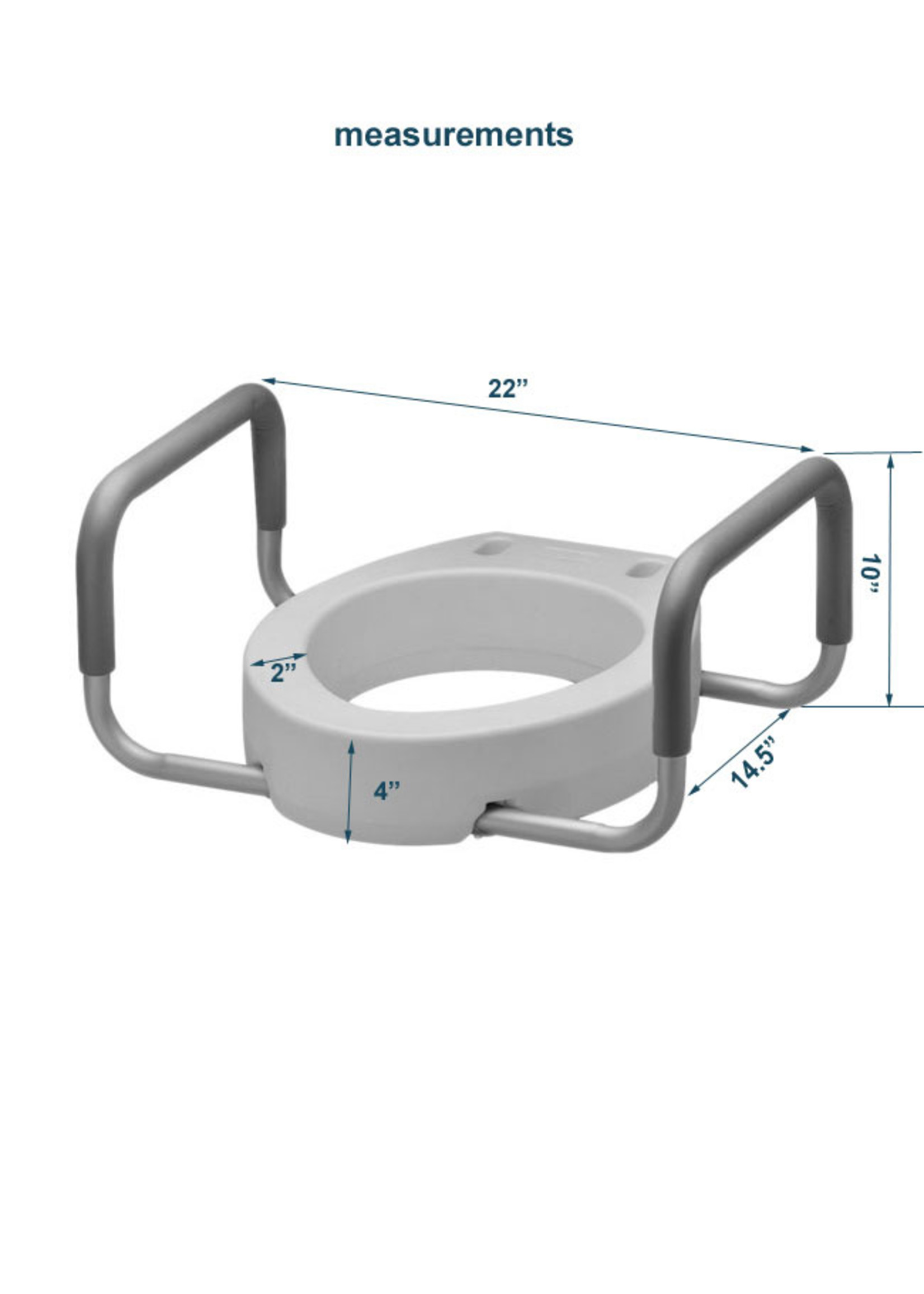 MOBB Raised Toilet Seat, 4" with removable arms