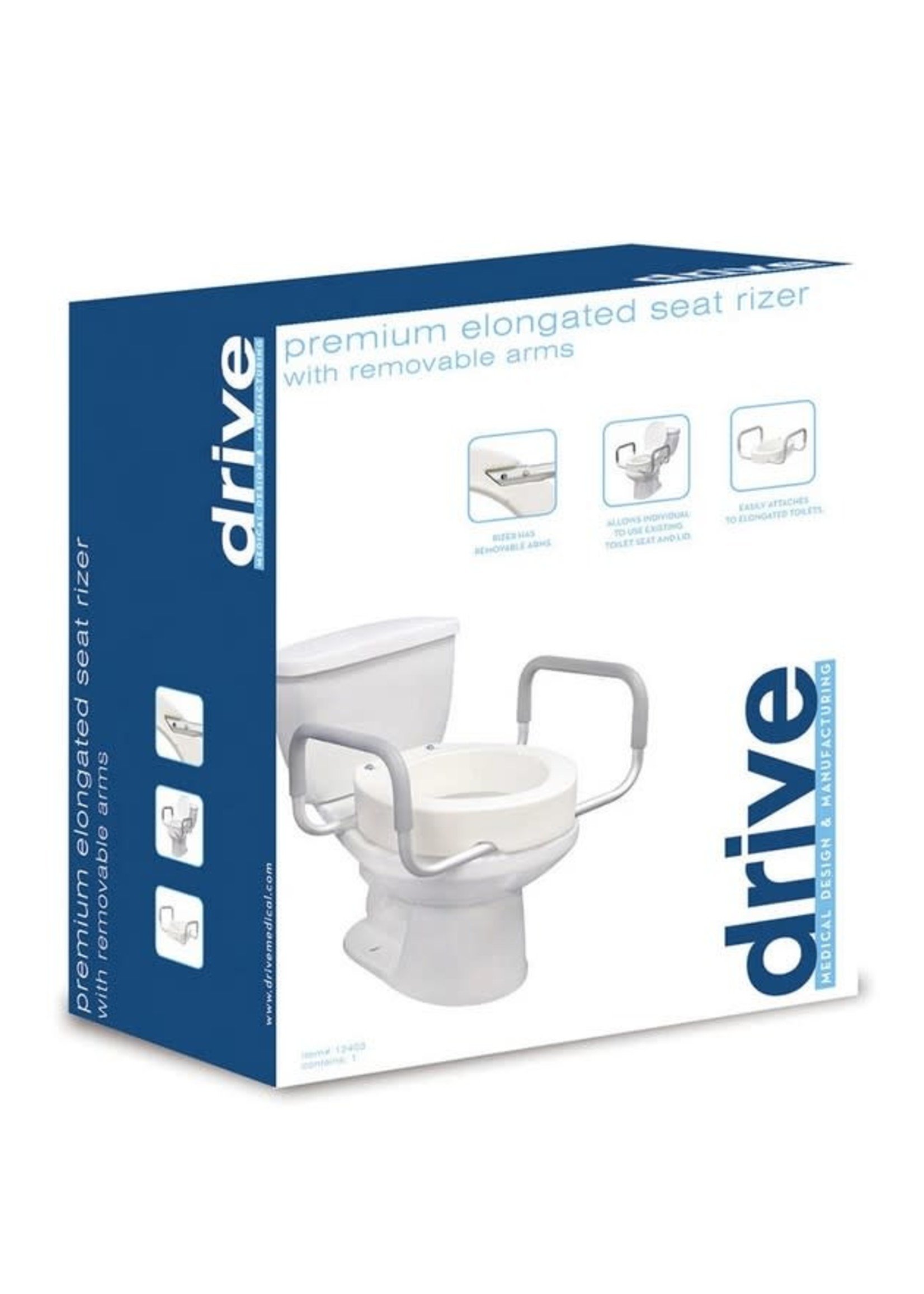 Drive Raised Toilet Seat, 3.5" with removable arms