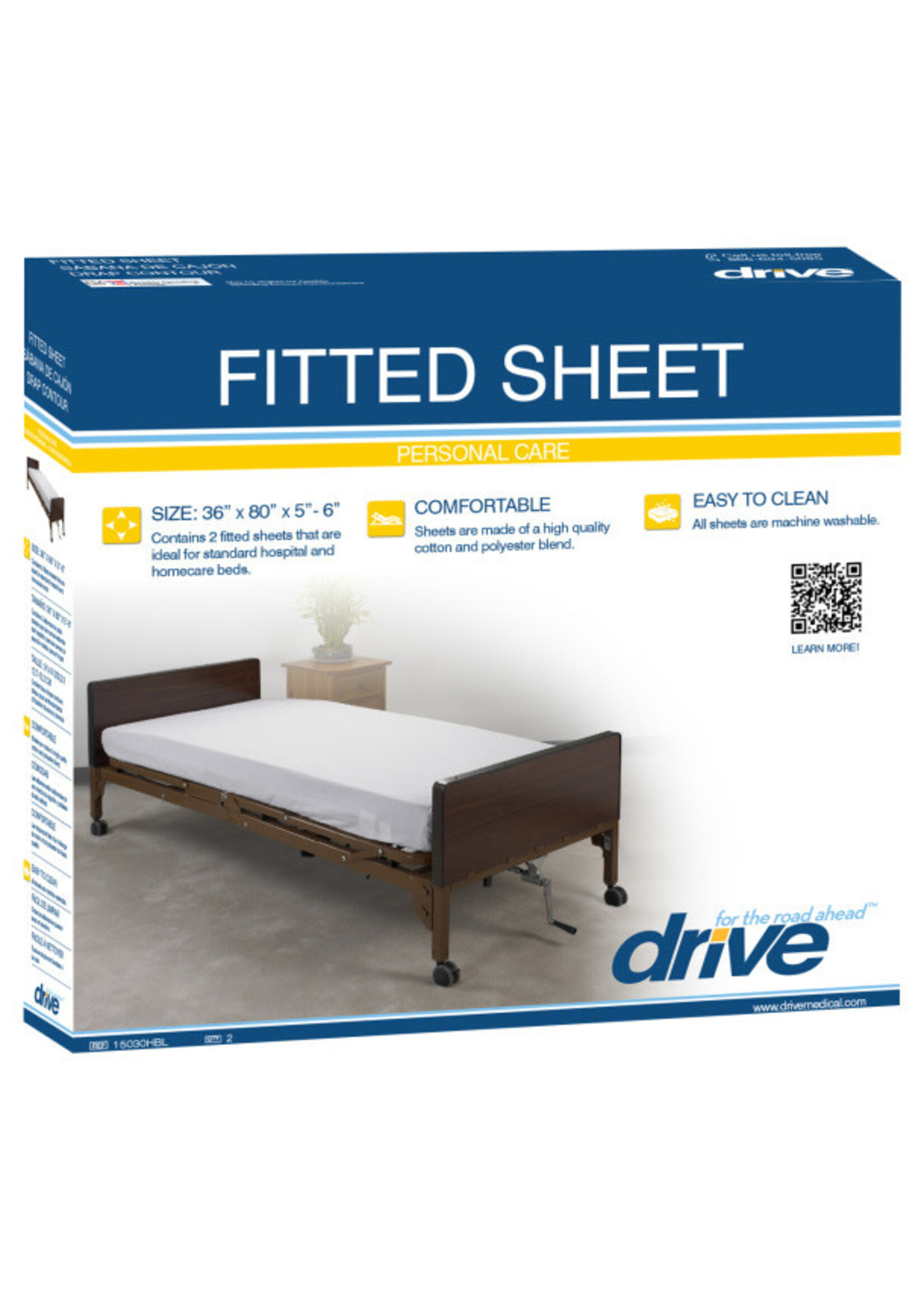 Drive Hospital Bed Sheet Fitted - 2 pack