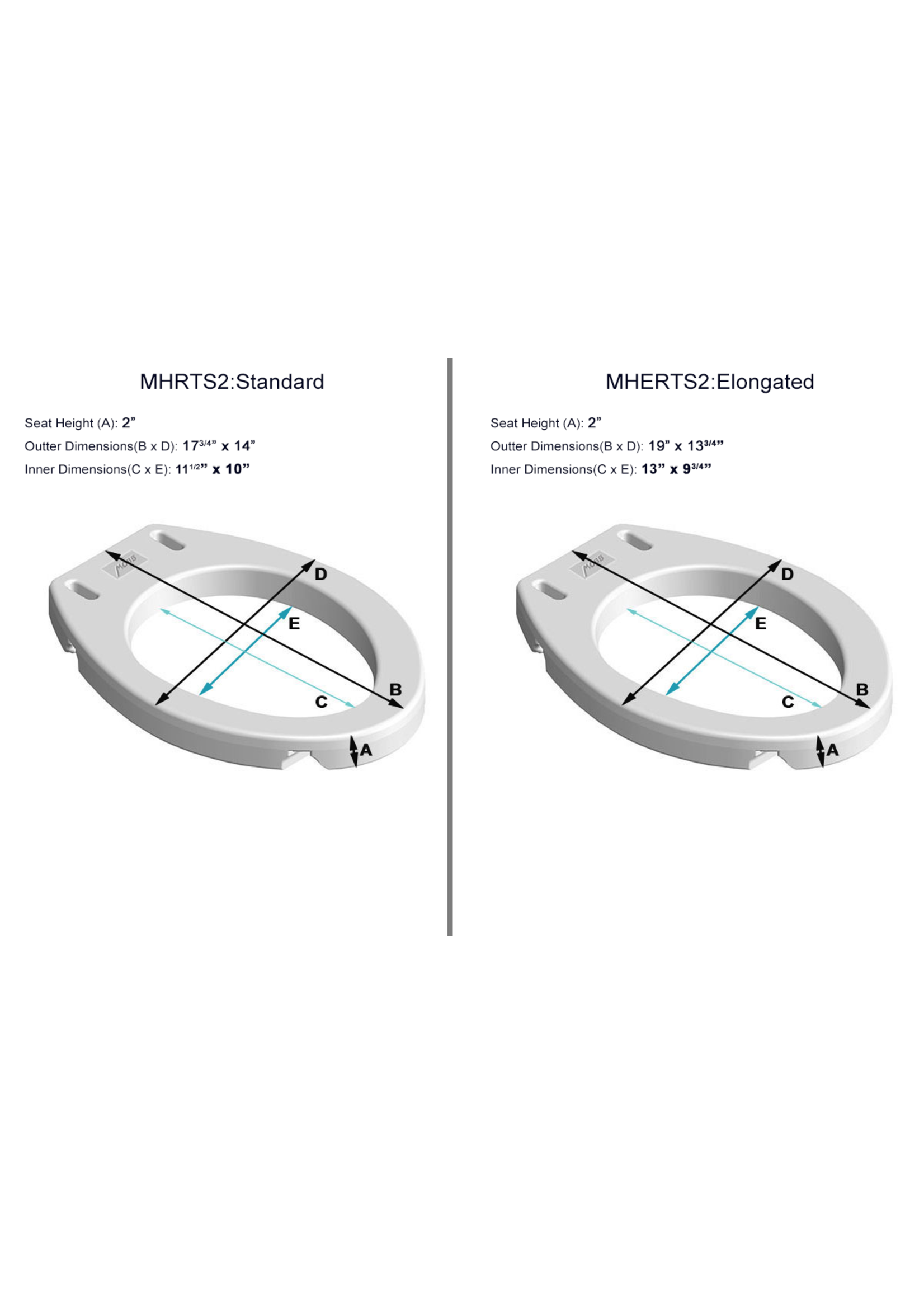 MOBB 2" Elongated Raised Toilet Seat