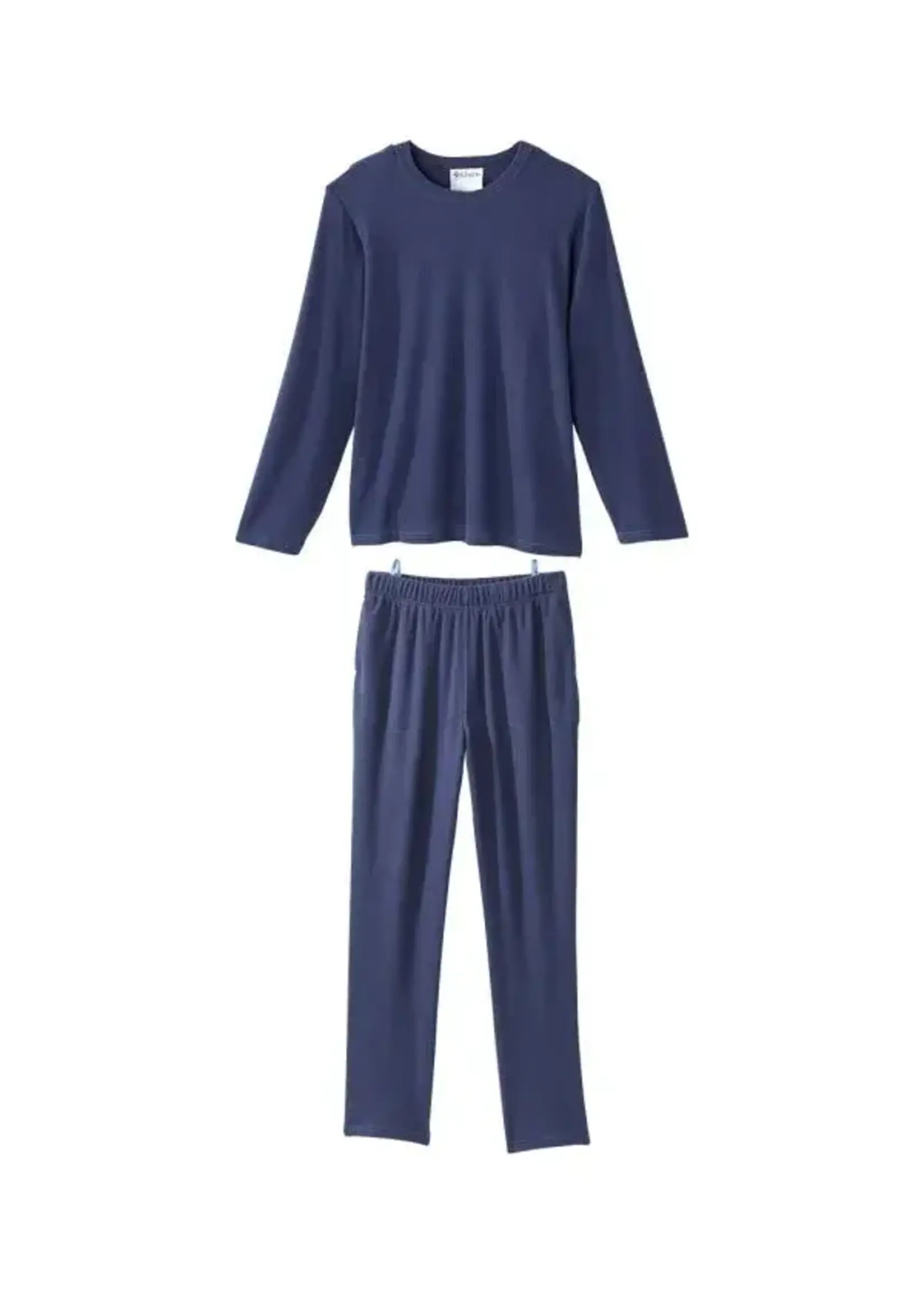 Silverts Adaptive Clothing Men's Open Back Top & Pull-on Pant Waffle Knit Pajama Set