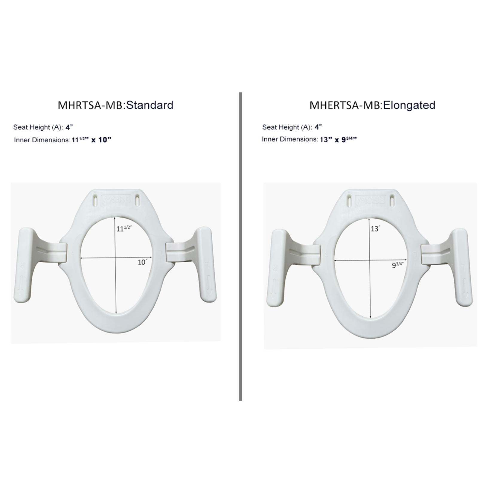 MOBB 4" Raised Toilet Seat with new handles