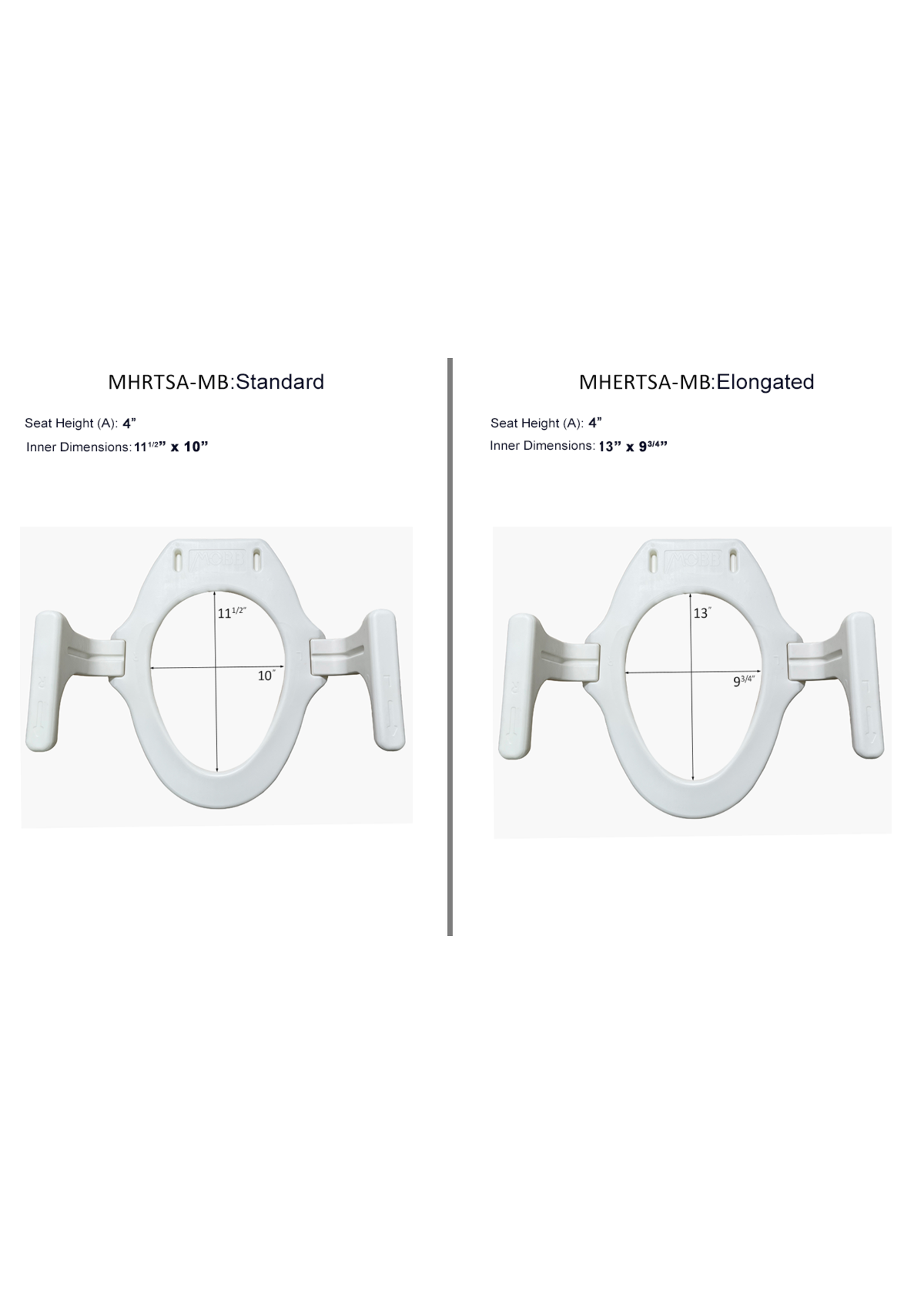 MOBB 4" Raised Toilet Seat with new handles