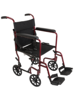 Compass Health Fauteuil roulant de transport en aluminium, 19 pouces, bordeaux