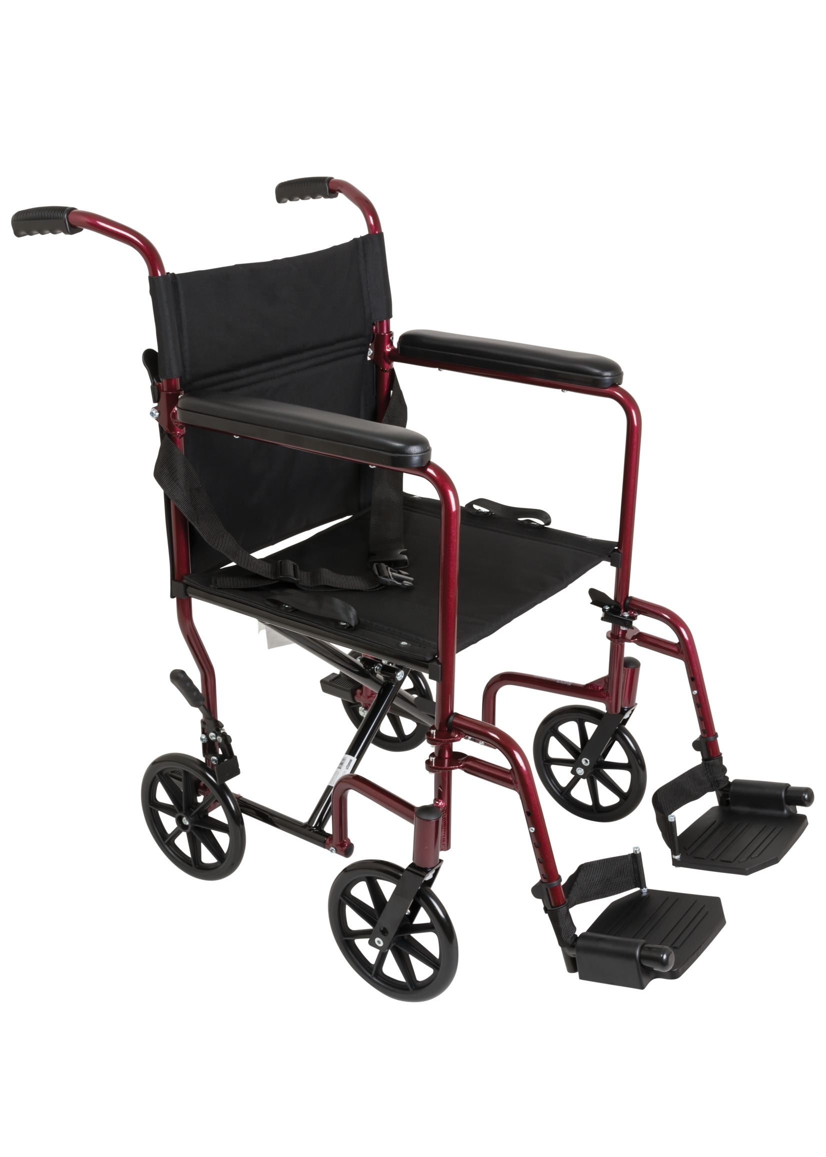 Compass Health Fauteuil roulant de transport en aluminium, 19 pouces, bordeaux
