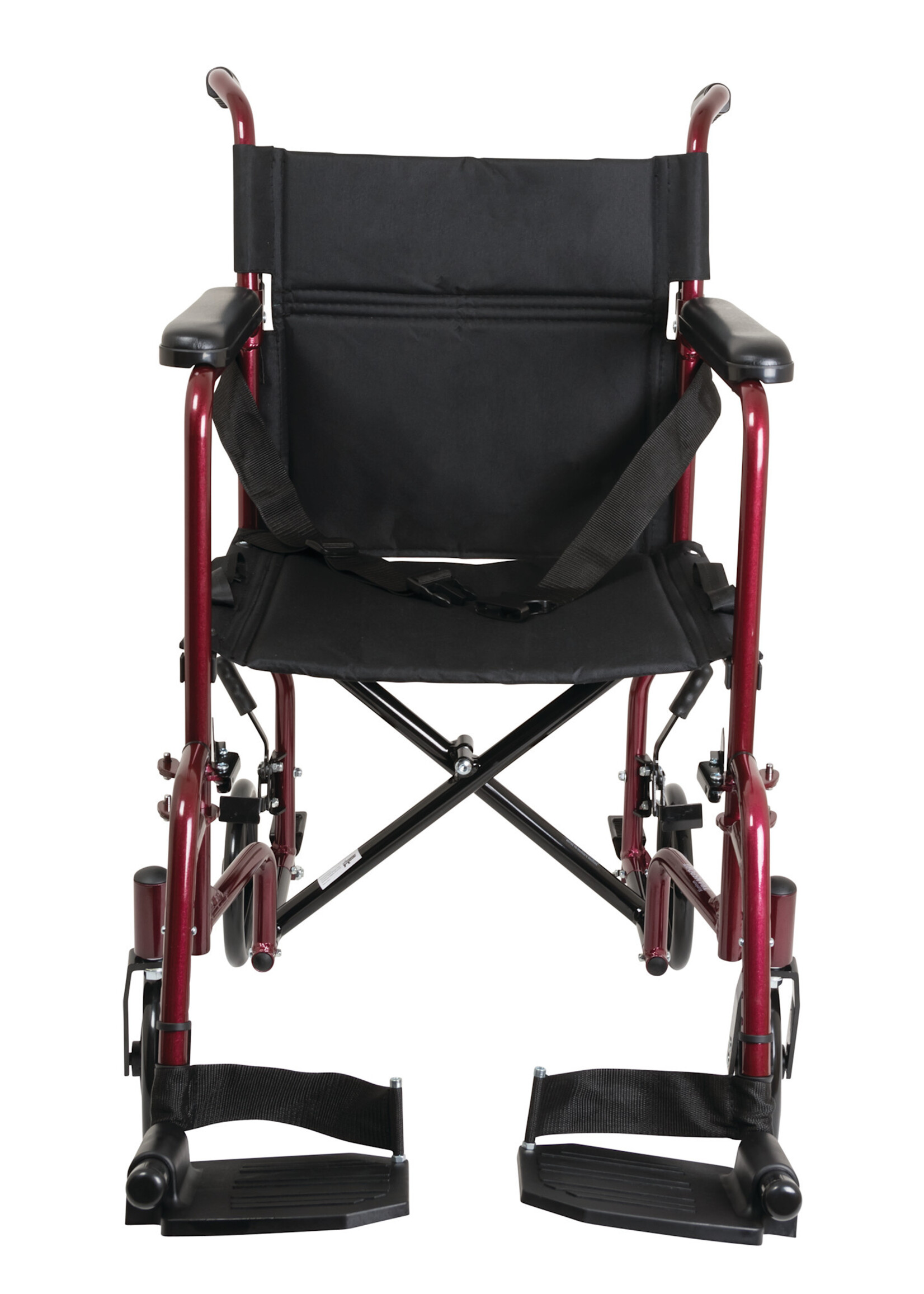 Compass Health Fauteuil roulant de transport en aluminium, 19 pouces, bordeaux