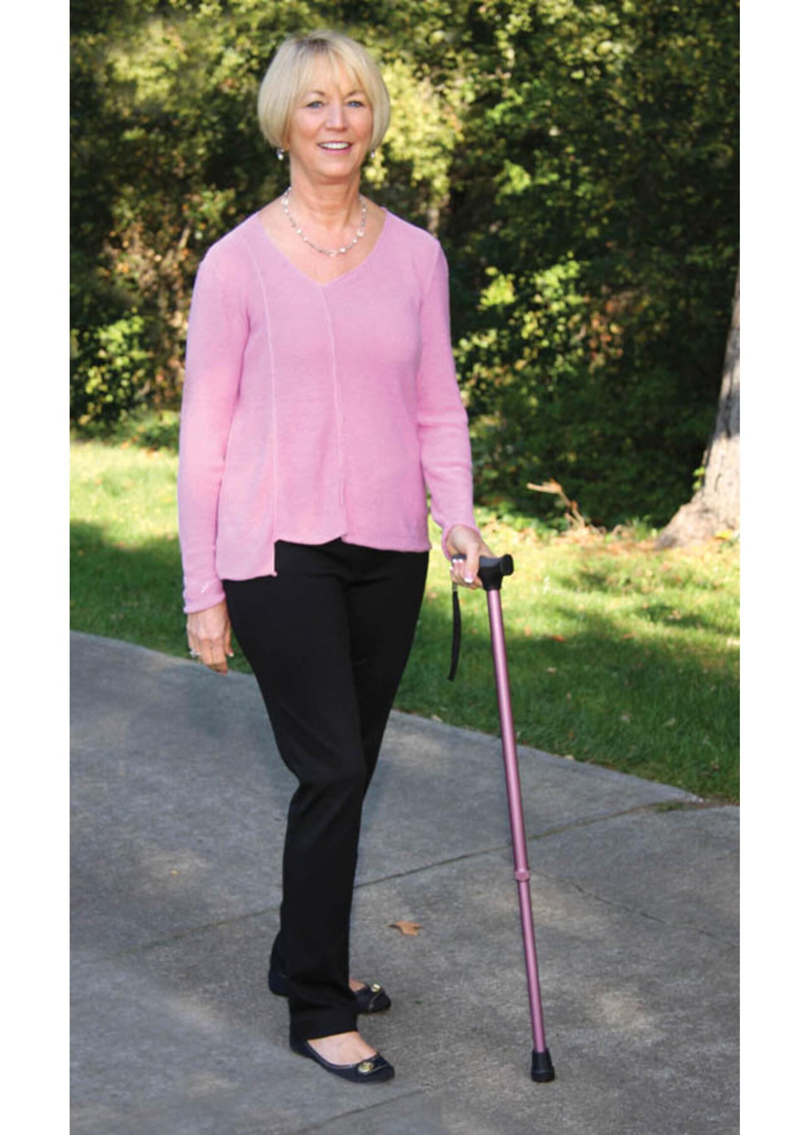 Carex Canne Derby à poignée souple - Rose pâle