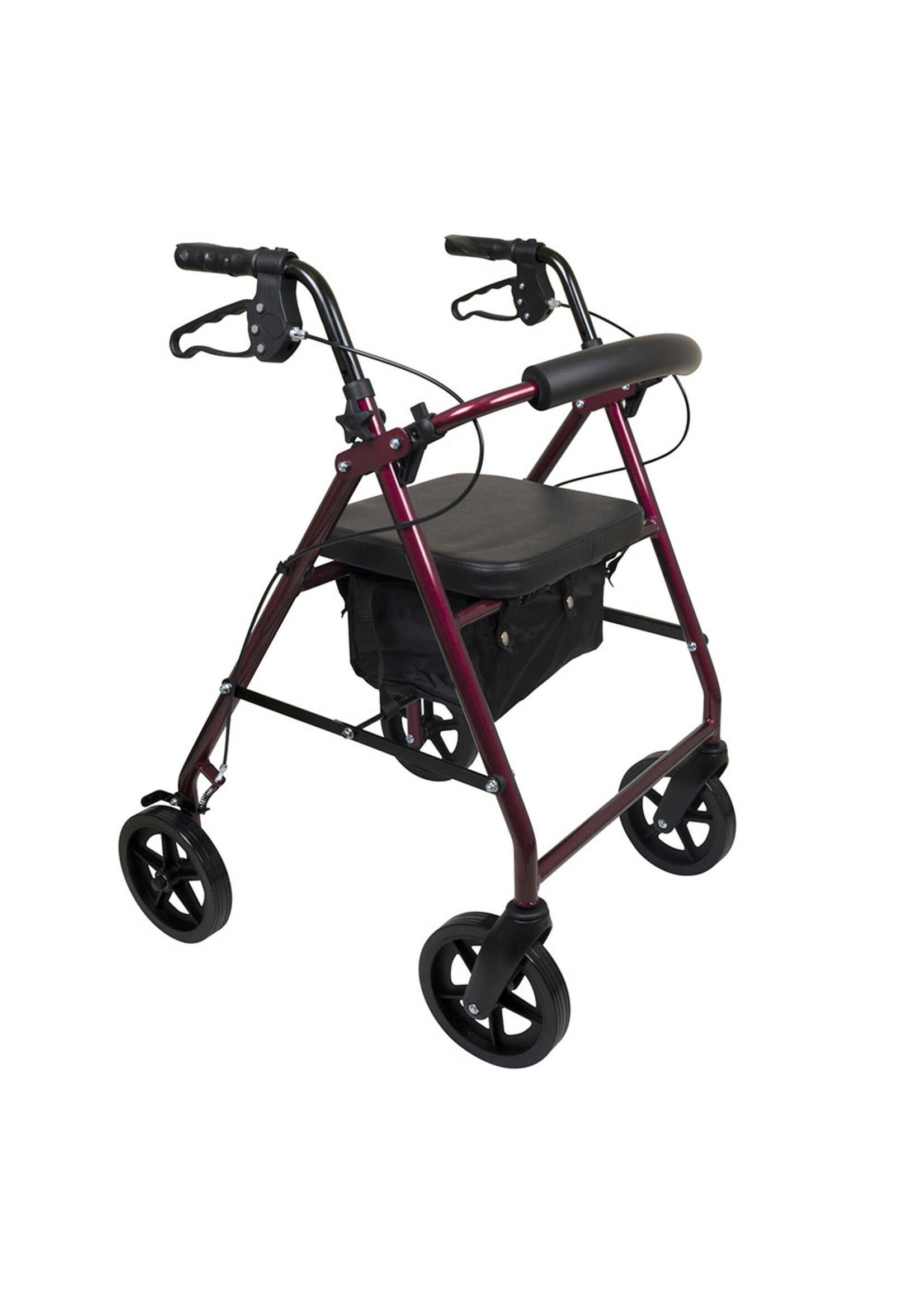 Carex Déambulateur en aluminium, roues de 20 cm, couleur bordeaux/ALUMINUM ROLLATOR 8" WHEELS