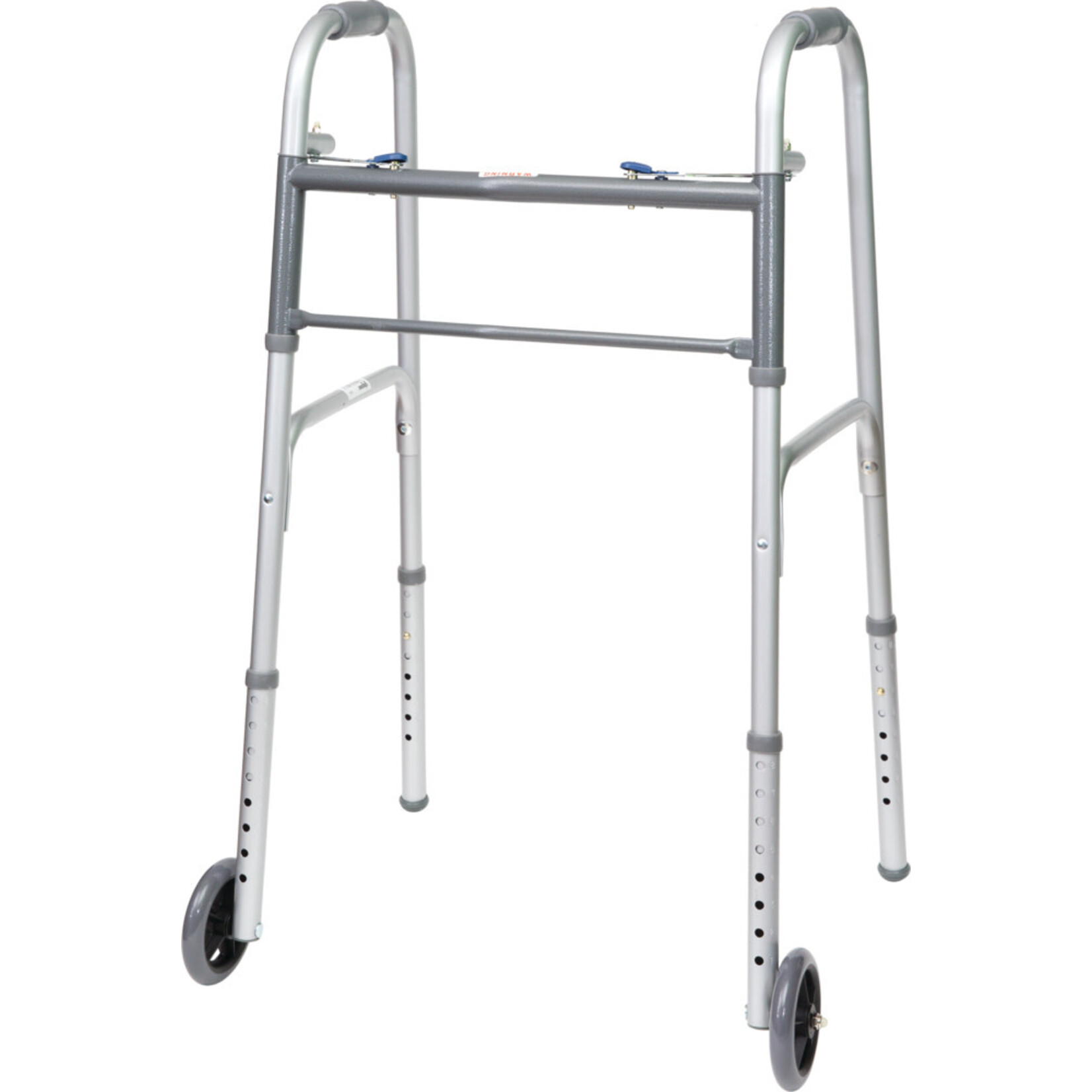 Compass Health DÉMARREUR EN ACIER POUR ADULTE À 2 BOUTONS AVEC ROUES/ STEEL ADULT WALKER 2 BUTTON W/ WHEELS