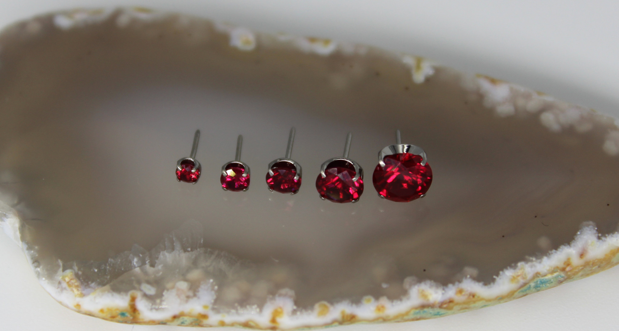 Ruby CZ Prongset Threadless Gem - Enigma Professional Ruby CZ Prongset Threadless Gem - Enigma Professional