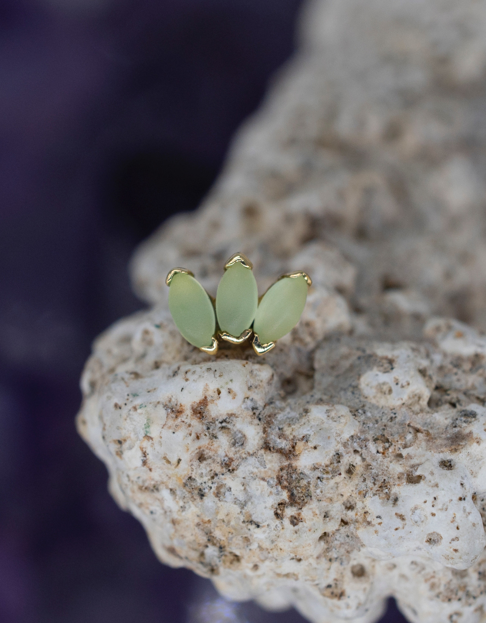 BVLA BVLA Yellow Gold Marquise Fan with Sandblasted Chrysoprase