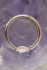 Quetzalli Quetzalli 16g RG SINGLE MARQUISE RING seam ring 3/8” nipple oriented WHITE SAPPHIRE