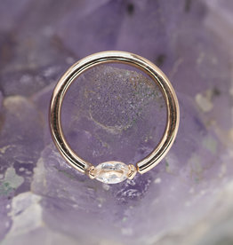 Quetzalli Quetzalli 16g RG SINGLE MARQUISE RING seam ring 3/8” nipple oriented WHITE SAPPHIRE