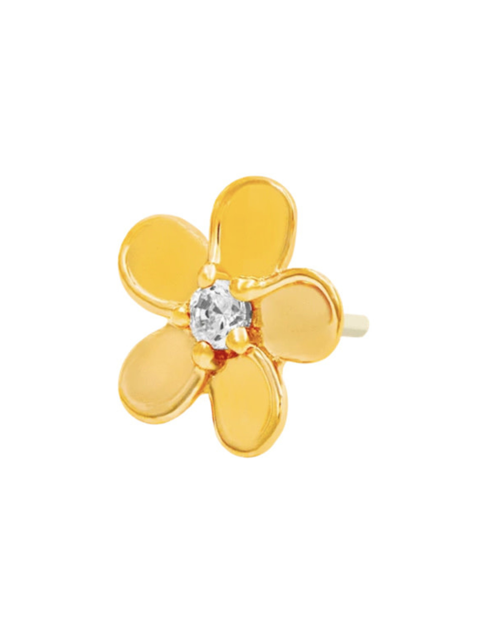 Junipurr Threadless Flower with CZ Yellow Gold