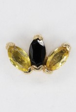Quetzalli Threadless Triple Marquis Yellow Sapphire + Black Spinel