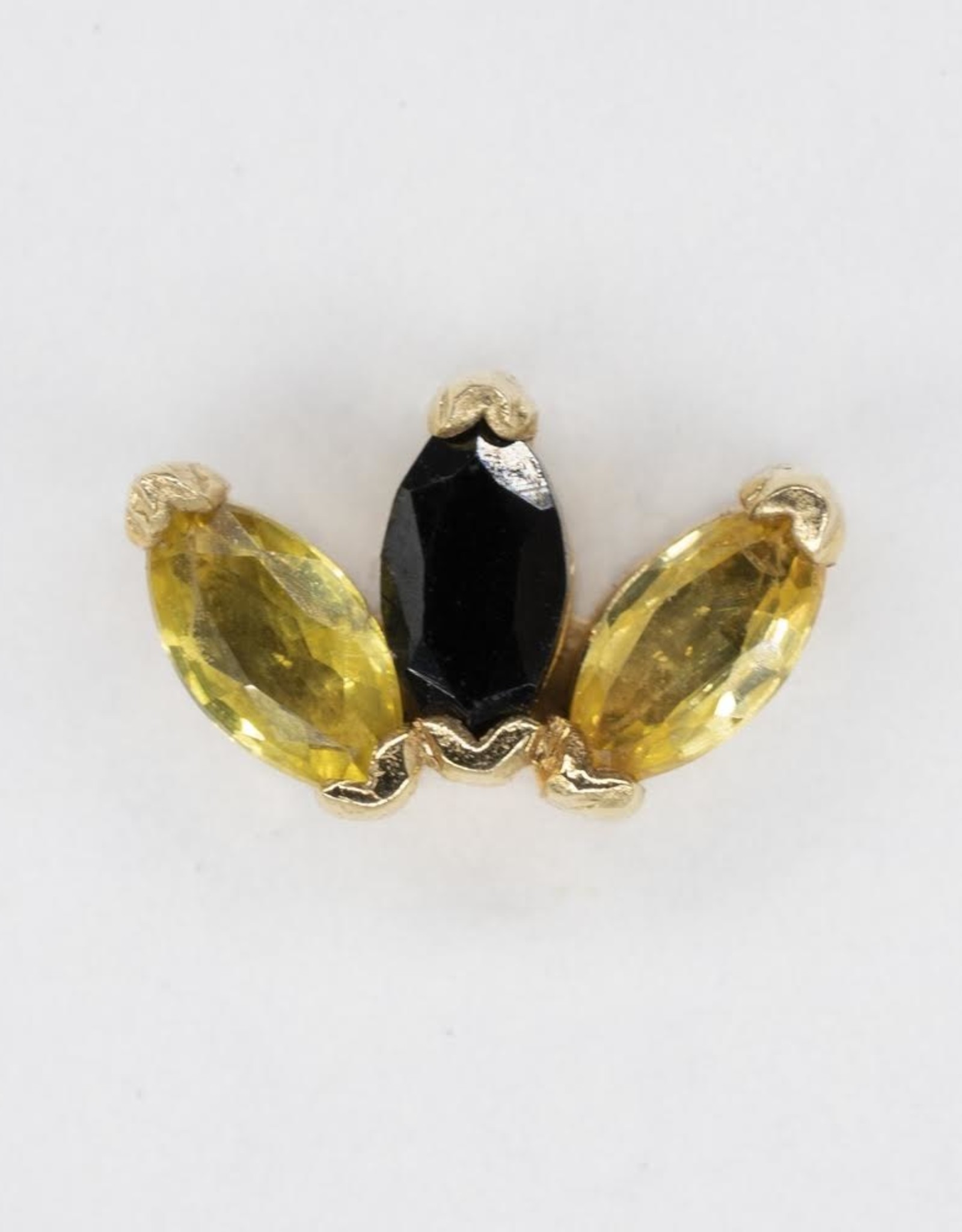 Quetzalli Threadless Triple Marquis Yellow Sapphire + Black Spinel