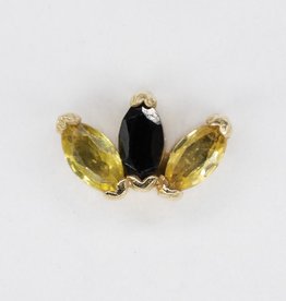 Quetzalli Threadless Triple Marquis Yellow Sapphire + Black Spinel