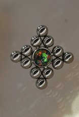 Leroi 17HT Niobium Threadless Cluster with 2mm Center Bezel  Black Opal