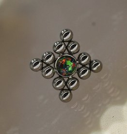 Leroi 17HT Niobium Threadless Cluster with 2mm Center Bezel  Black Opal