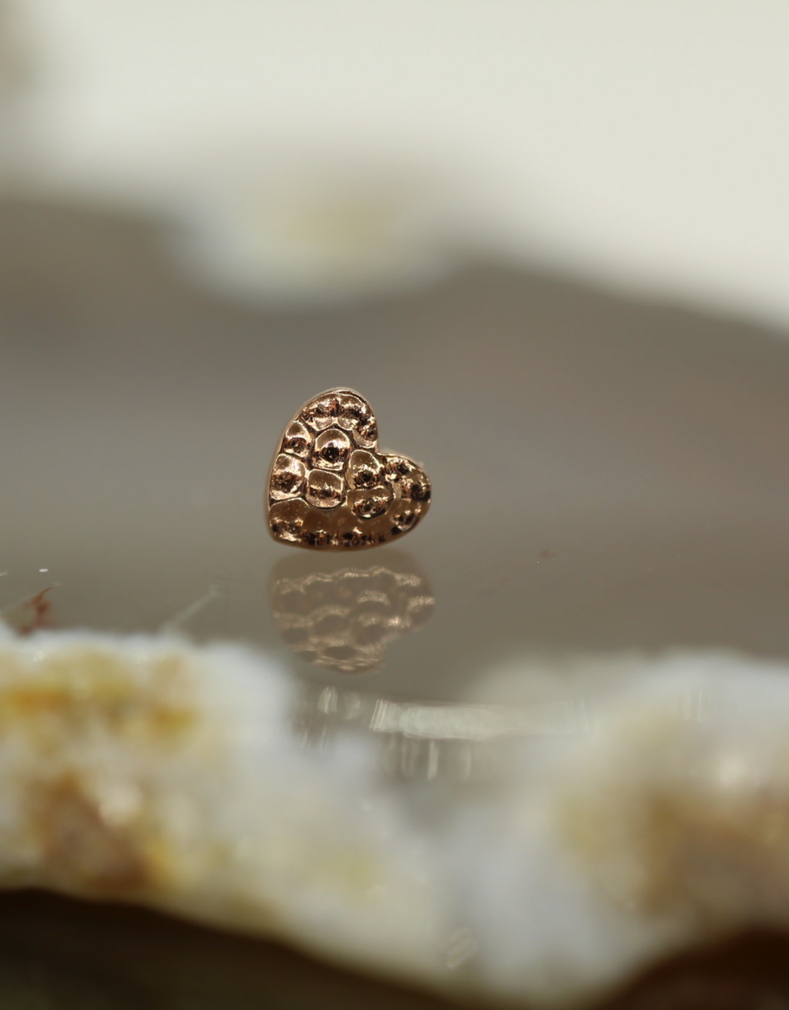 Junipurr Threadless Hammered Heart 3mm Rose Gold