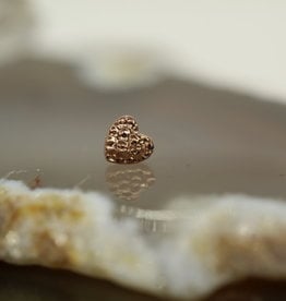 Junipurr Threadless Hammered Heart 3mm Rose Gold