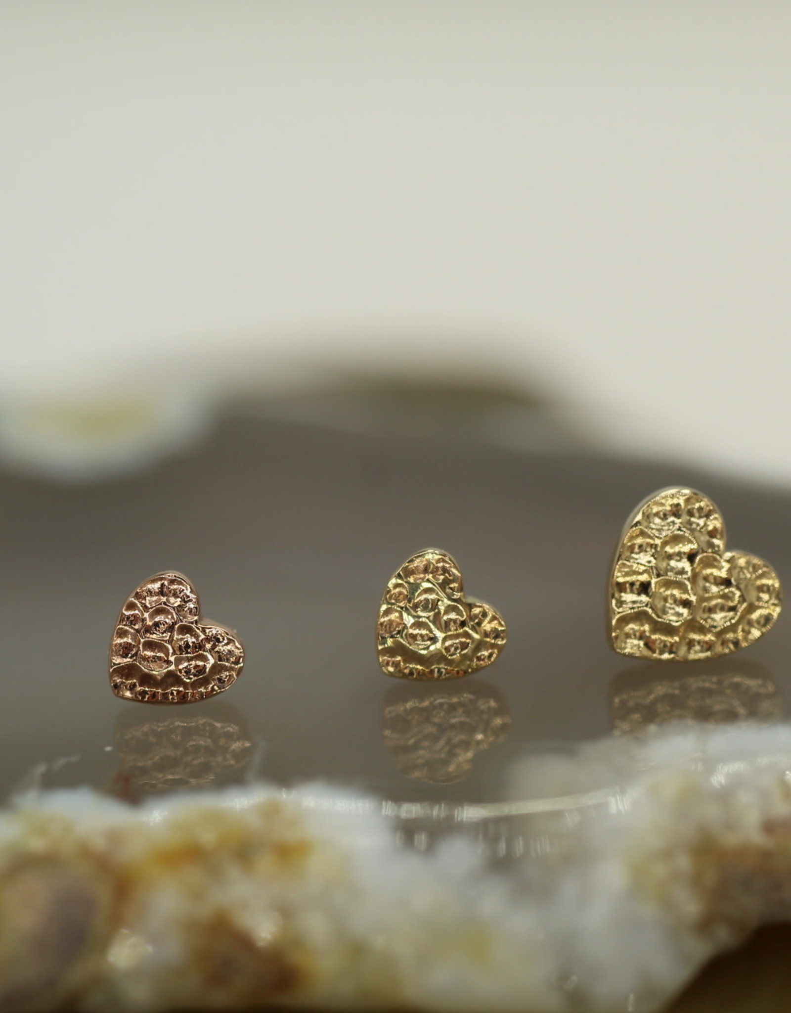 Junipurr Threadless Hammered Heart 3mm Rose Gold