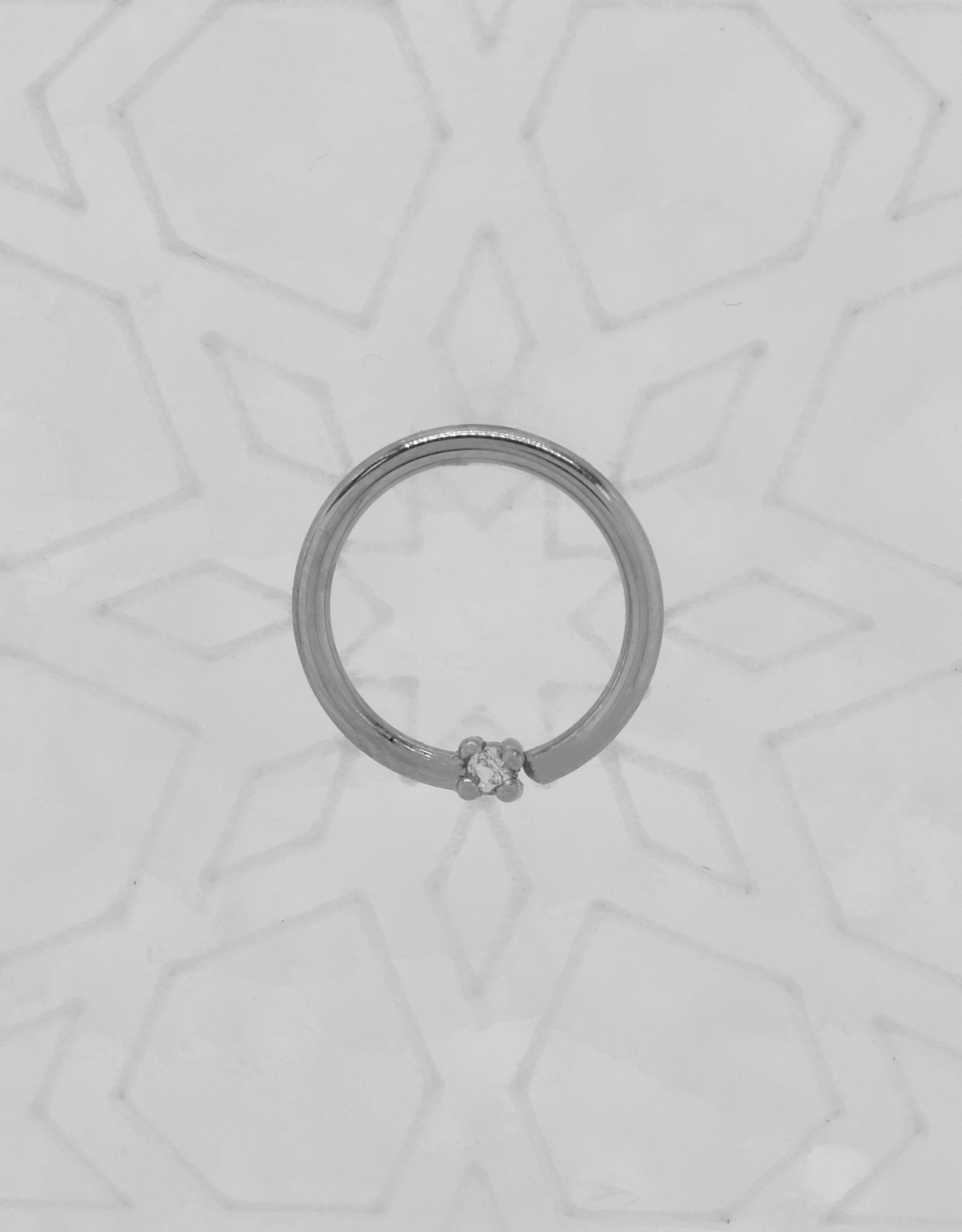 Quetzalli Quetzalli  16 3/8” Gala Ring with White Sapphire nipple oriented WG