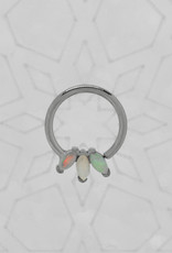 Quetzalli Quetzalli 16g 3/8” Triple Marquise ring nipple oriented White Opal WG