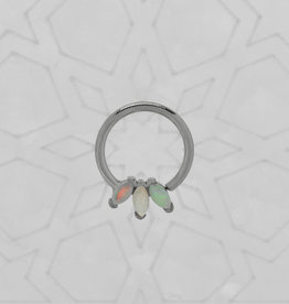 Quetzalli Quetzalli 16g WG TRIPLE MARQUISE RING seam ring 3/8” nipple oriented WHITE OPAL