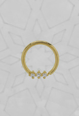 Quetzalli Quetzalli 16 3/8” Gala Ring with White Sapphire nipple oriented YG