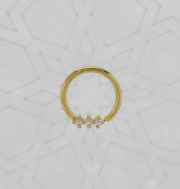 Quetzalli Quetzalli 16 3/8” Gala Ring with White Sapphire nipple oriented YG