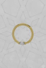 Quetzalli Quetzalli 16g 3/8” marquise ring White Sapphire nipple oriented YG