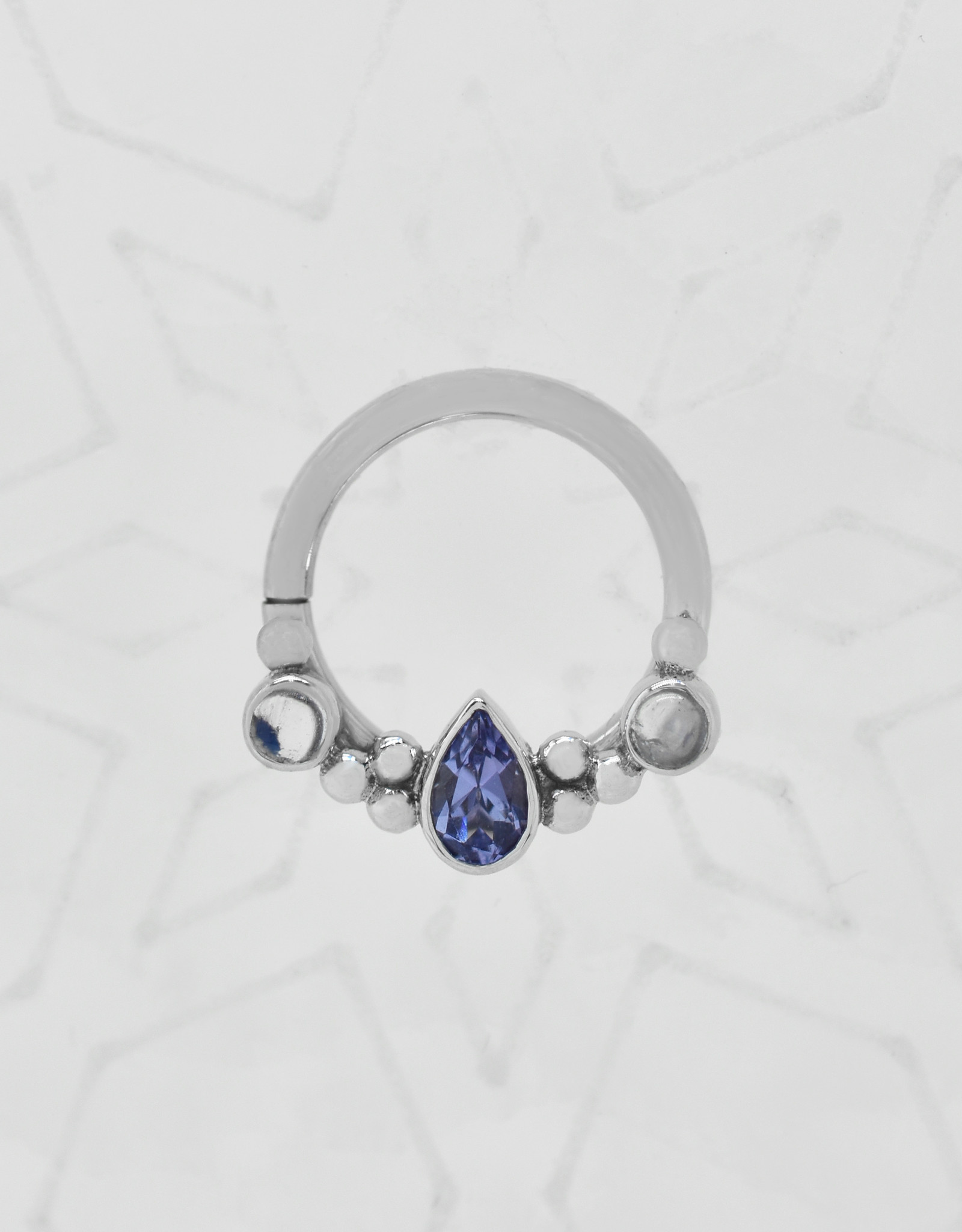 BVLA BVLA 16g 11/32” Eden Pear (inside out) with Rainbow Moonstone +Tanzanite Pear WG
