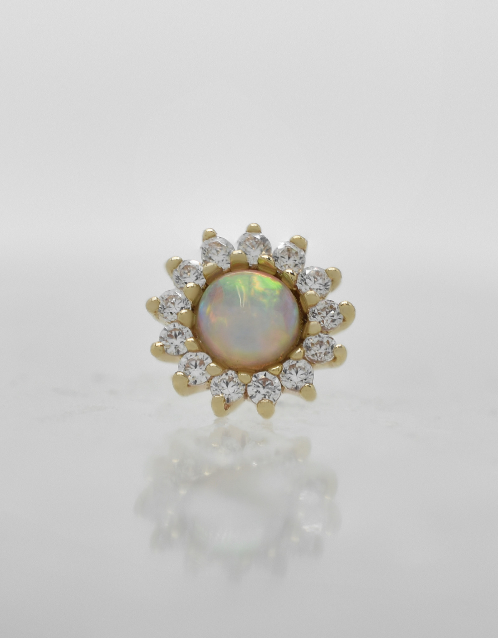 Buddha Delphine Genuine Opal + White CZ YG