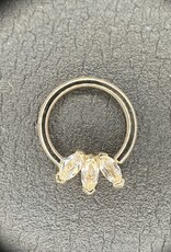 Quetzalli Quetzalli 16g YG TRIPLE MARQUISE RING seam ring 3/8” nipple oriented WHITE SAPPHIRE